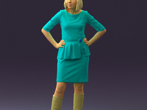 woman in turquoise dress 0579 3d print ready 3D Baskı Modeli