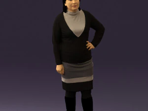 黒とグレーの女性 0582 3Dモデル