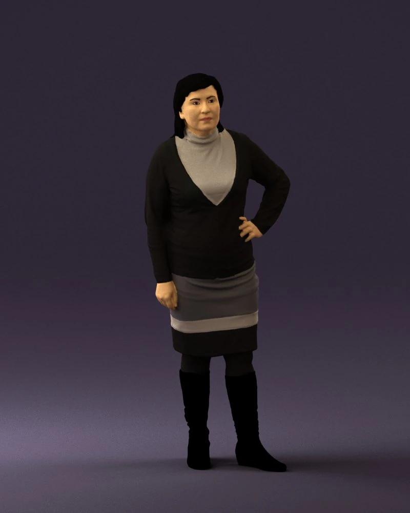 woman in black and gray 0582 3d print ready 3D Print Model .c4d .max .obj .3ds .fbx .stl .blend 