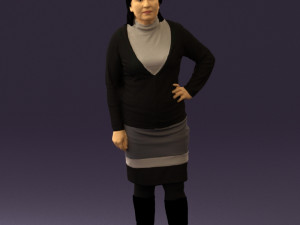 woman in black and gray 0582 3d print ready 3D Baskı Modeli