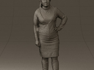 woman in black and gray 0582 3d print ready 3D Baskı Modeli