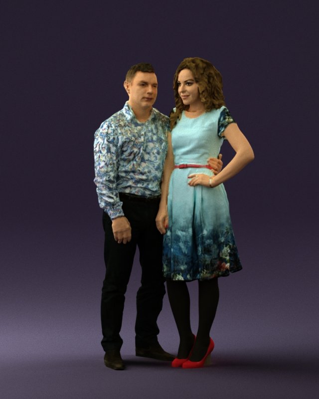 woman and man in dance dresses 0584 3D Модель .c4d .max .obj .3ds .fbx .stl .blend 