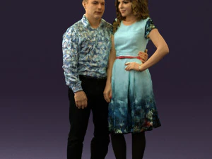 Frau und Mann in Tanzkleidern 0584 3D-Druck bereit 3D Druckmodell