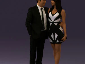 man and woman in evening dresses 0591 3D Model
