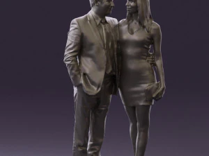man and woman in evening dresses 0591 3D Model