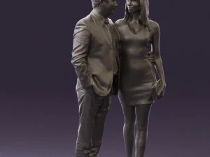 man and woman in evening dresses 0591 3D Model