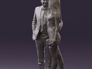 man and woman in evening dresses 0591 3D Model