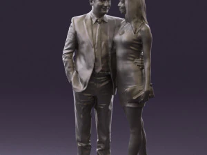 man and woman in evening dresses 0591 3D Model
