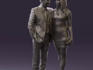 man and woman in evening dresses 0591 3D Model