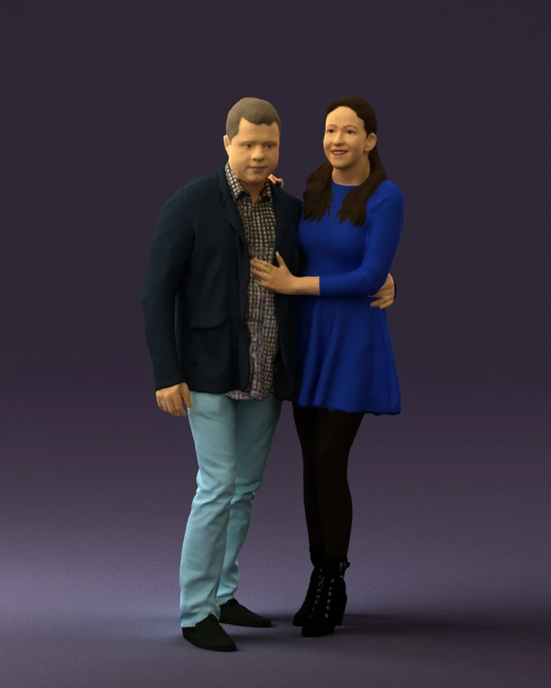 man and woman in blue dress 0596 3d print ready 3D Print Model .c4d .max .obj .3ds .fbx .stl .blend 