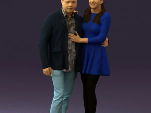 穿着蓝色连衣裙的男人和女人 0596 3D 打印准备就绪 3D 打印模型
