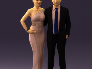 man and woman in evening dresses 0597 3D Модель