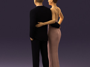 man and woman in evening dresses 0597 3D Модель