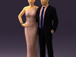 man and woman in evening dresses 0597 3D Модель