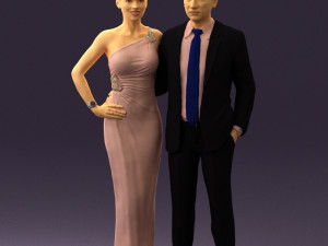 man and woman in evening dresses 0597 3D Модель