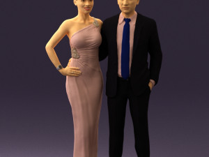 man and woman in evening dresses 0597 3D Модель