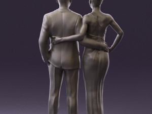 man and woman in evening dresses 0597 3D Модель