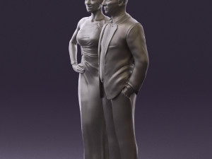 man and woman in evening dresses 0597 3D Модель