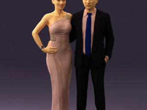 穿着晚礼服的男人和女人 0597 3D 打印准备就绪 3D 打印模型
