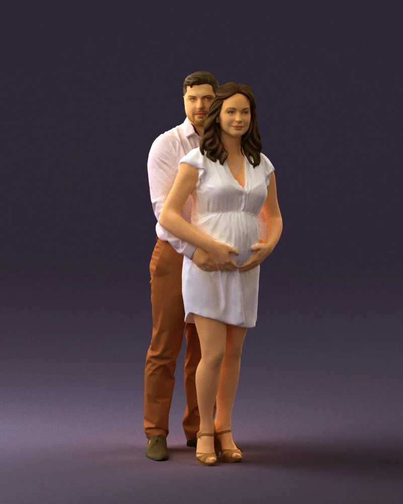 man hugs pregnant woman 0598 3D Model .c4d .max .obj .3ds .fbx .stl .blend 