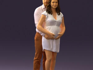 man hugs pregnant woman 0598 3D Model