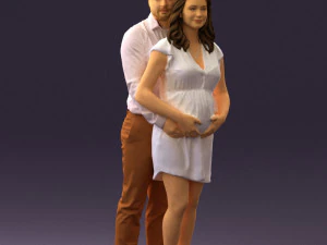 man hugs pregnant woman 0598 3D Model