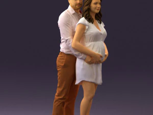man hugs pregnant woman 0598 3D Model