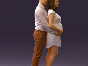 man hugs pregnant woman 0598 3Dモデル