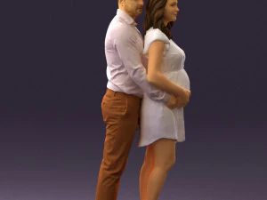 man hugs pregnant woman 0598 3D Model