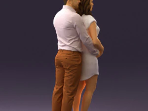 man hugs pregnant woman 0598 3D Model