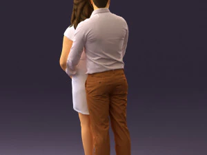 man hugs pregnant woman 0598 3D Model