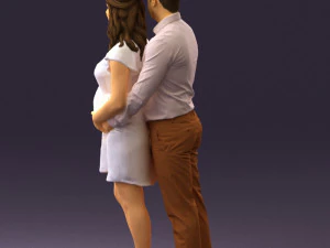 man hugs pregnant woman 0598 3D Model