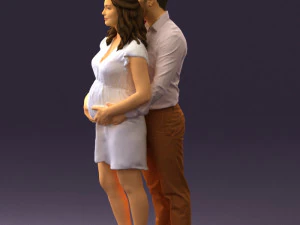 man hugs pregnant woman 0598 3D Model