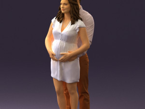 man hugs pregnant woman 0598 3Dモデル