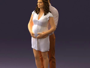 man hugs pregnant woman 0598 3D Model
