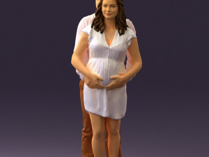 man hugs pregnant woman 0598 3Dモデル