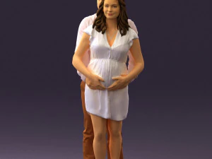 man hugs pregnant woman 0598 3D Model