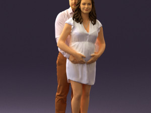 man hugs pregnant woman 0598 3Dモデル