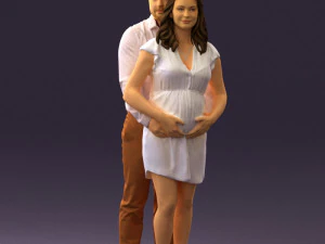 man hugs pregnant woman 0598 3D Model