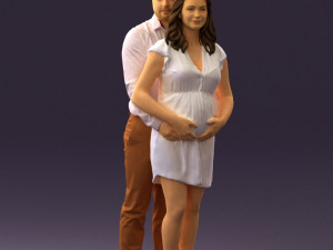 man hugs pregnant woman 0598 3Dモデル
