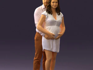 man hugs pregnant woman 0598 3D Model