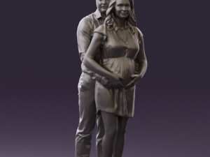 man hugs pregnant woman 0598 3Dモデル