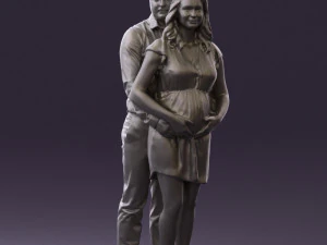 man hugs pregnant woman 0598 3D Model
