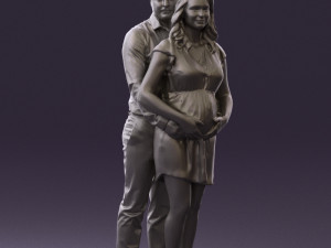 man hugs pregnant woman 0598 3Dモデル