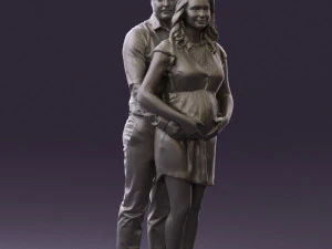 man hugs pregnant woman 0598 3D Model