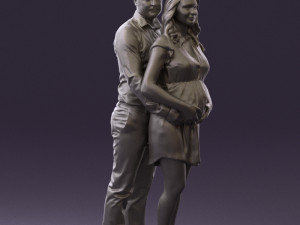 man hugs pregnant woman 0598 3Dモデル