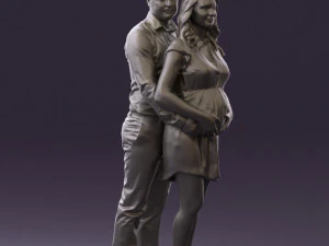 man hugs pregnant woman 0598 3D Model
