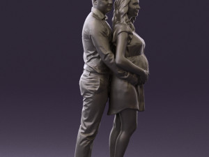 man hugs pregnant woman 0598 3Dモデル