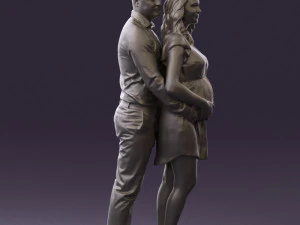 man hugs pregnant woman 0598 3D Model