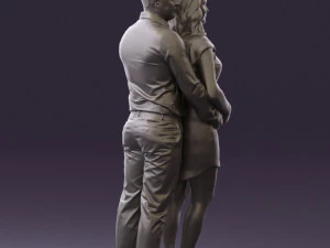 man hugs pregnant woman 0598 3D Model